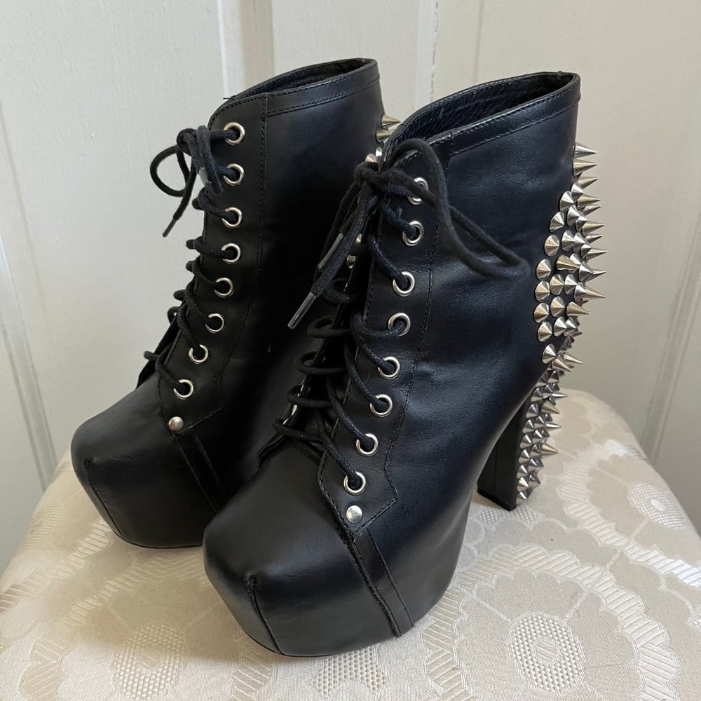 Jeffrey Campbell Black Spiked Lita Boots Size 6